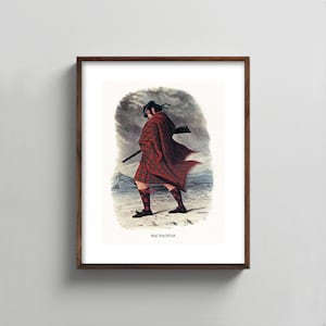 1840s MacNachtan Clan Art --- scottish portrait print, mens wall art, tartan kilt painting, home decor, fathers day gift