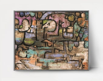 After the Flood 1930s Paul Klee Print -- vintage abstract art, modern art landscape, klee art, cubist horizon abstract print