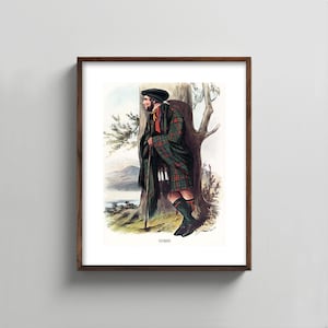 1840s Cumin Clan Art --- scottish portrait print, mens wall art, tartan kilt painting, fathers day gift