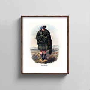 1840s MacLennan Clan Art - scottish portrait print, mens wall art, tartan kilt painting, fathers day gift