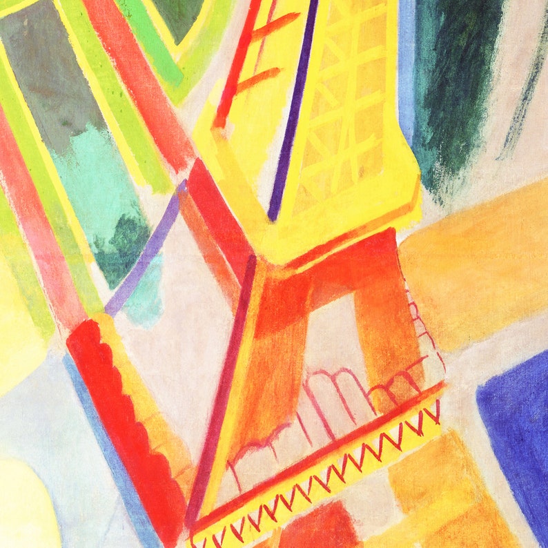 Eiffel Tower 1920s Cubist Painting french modern art, paris decor, eiffel tower print, vintage abstract wall art image 6