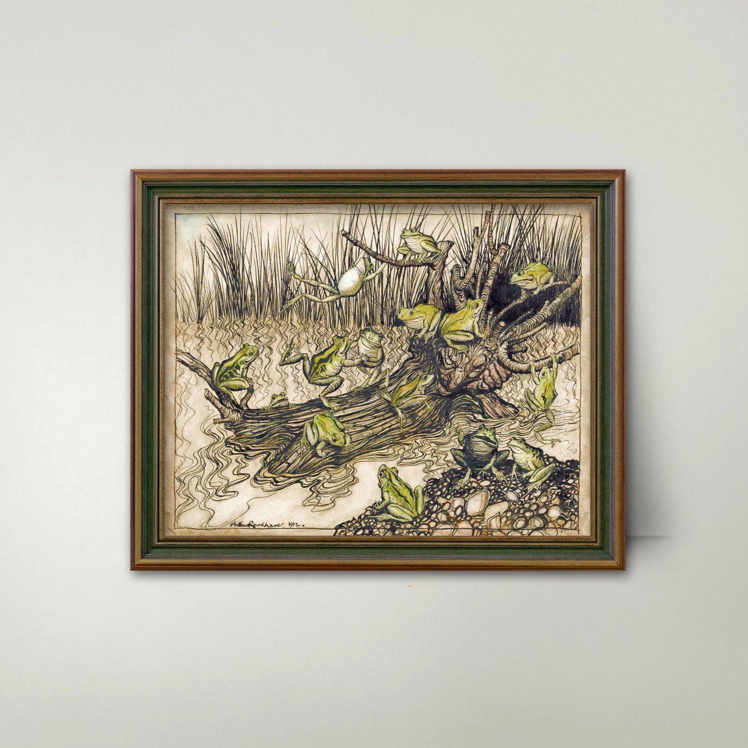 Arthur Rackham Frog Art Print – Art Nouveau Fairy Tale Illustration, Vintage Whimsical Wall Decor