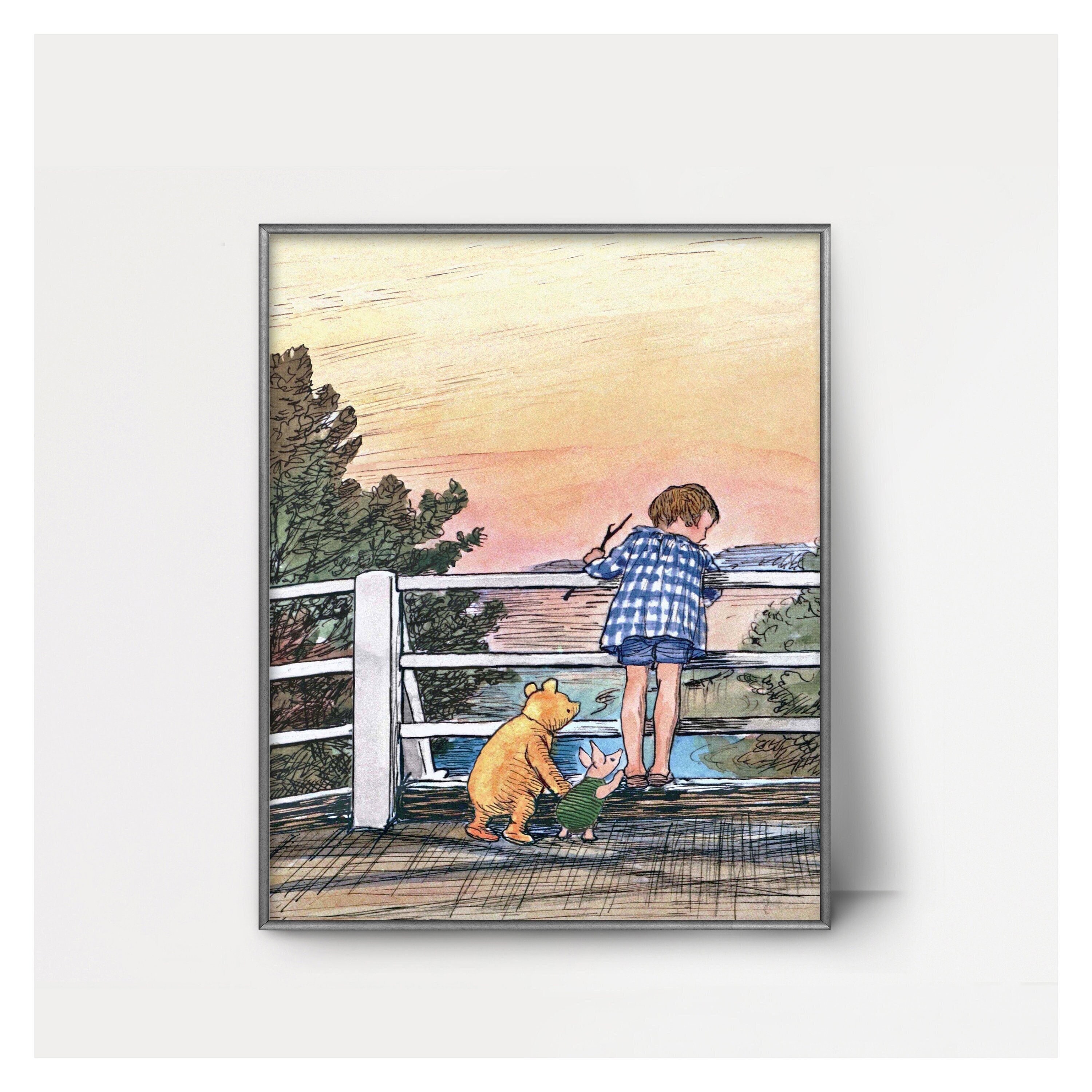 MAILED PRINT Pooh Sticks Game Classic Winnie the Pooh Print Etsy