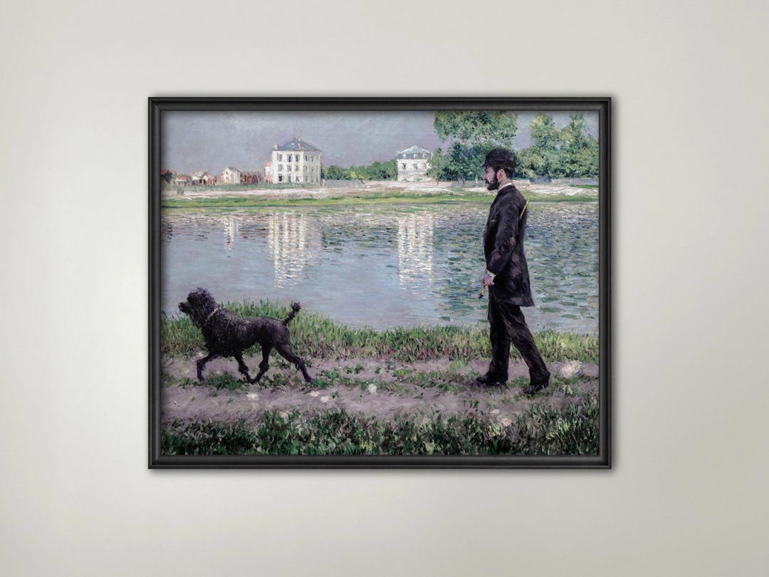 Portrait of a Man and His Dog Art, Seine River Landscape Print ...