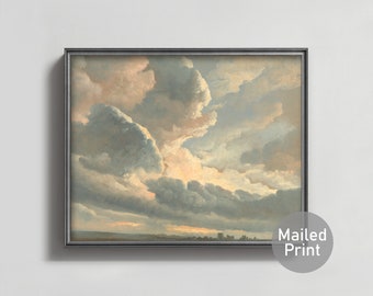 Cloud Study 1800s Stormy Countryside Landscape Art -- sunset cloud art, rain cloud print, country landscape, cloud painting