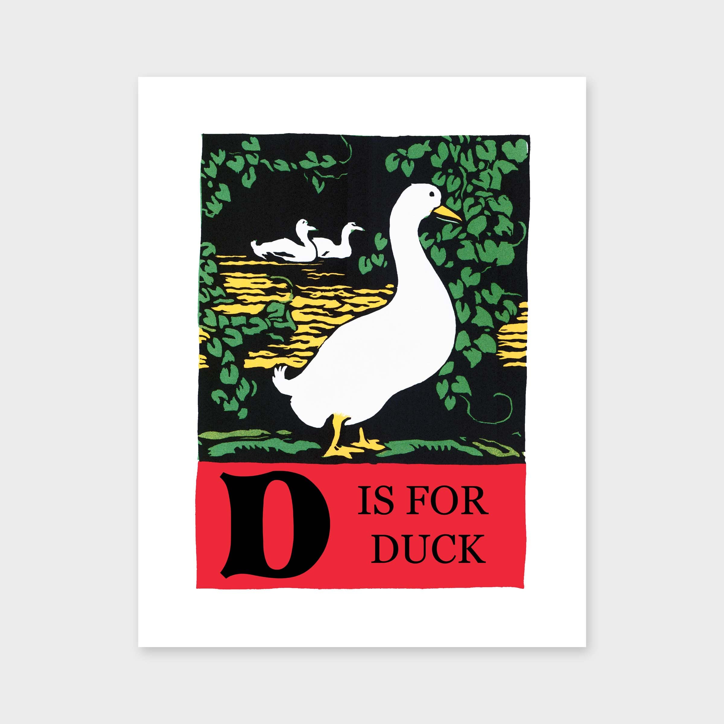 Letter D Print Bird Woodcut Art D is for Duck Print Art | Etsy