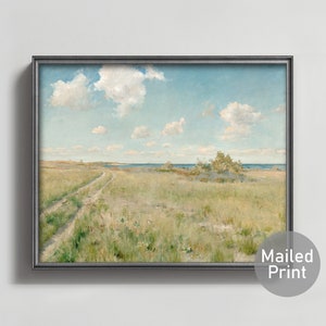 The Old Road to the Sea 1890s Summer Landscape Painting --- coastal sea grass path, vintage beach house art, ocean seaside