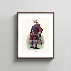 1840s Stewart Clan Art --- scottish portrait mens wall art, tartan kilt painting, fathers day gift