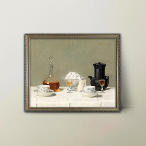 Coffee Art Print, European Art, Wine Still Life Painting