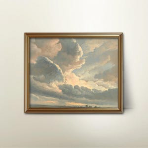 Cloud Study 1800s Stormy Country Landscape Art -- sunset cloud art, rain cloud print, country landscape, cloud painting