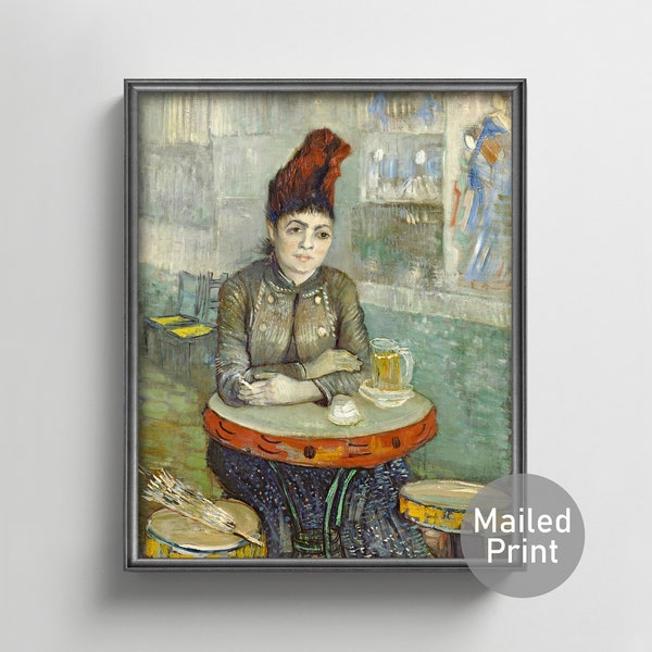 Agostina 1880s Van Gogh Print --- boho woman portrait, paris cafe interior, van gogh painting, french bohemian bar art