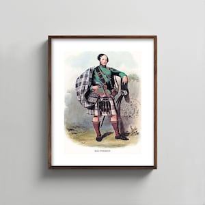 1840s MacPherson Clan Art --- scottish portrait print, mens wall art, tartan kilt painting, home decor, fathers day gift