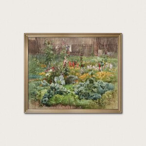 French Country Landscape, Vegetable Garden Print, Summer Painting Print