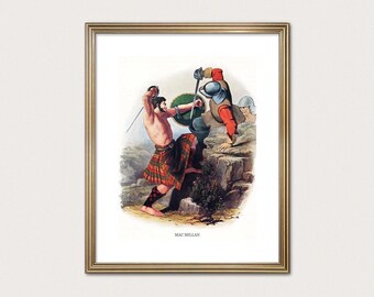MacMillan Clan Warrior — R.R. McIan, 1845. Highland Clan Print. Scottish Tartan Art. (Museum Quality Print)