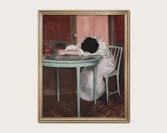 Tired — Ramon Casas, 1900. Spanish Modernist Woman Art. Moody Figure Painting. (Museum Quality Print)