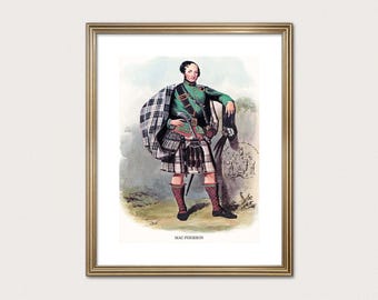MacPherson Clan Chieftain — R.R. McIan, 1845. Highland Clan Print. Scottish Tartan Art. (Museum Quality Print)
