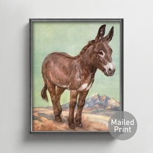 1930s Donkey Art Print --- vintage western decor vintage western art, ranch wall art, rustic burro art, antique donkey print