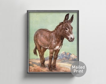 1930s Donkey Art Print --- vintage western decor vintage western art, ranch wall art, rustic burro art, antique donkey print