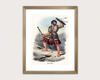 MacInnes Clan Warrior — R.R. McIan, 1845. Highland Clan Print. Scottish Tartan Art. (Museum Quality Print)