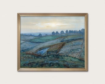 Piet Mondrian Landscape Print: Dreamlike Watercolor Giclée Art