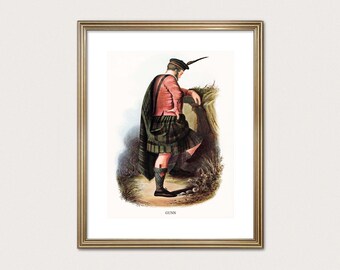 Gunn Clan Warrior — R.R. McIan, 1845. Highland Clan Print. Scottish Tartan Art. (Museum Quality Print)