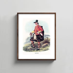 1840s Kennedy Clan Art --- scottish portrait print, mens wall art, tartan kilt painting, fathers day gift