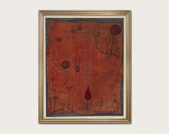 Fruits on Red — Paul Klee, 1930. Red Abstract Art Print. Modernist Wall Art. (Museum Quality Print)