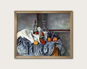 Peppermint Bottle — Cézanne, c.1895. Post Impressionist Still Life. Kitchen Wall Art. (Museum Quality Print)