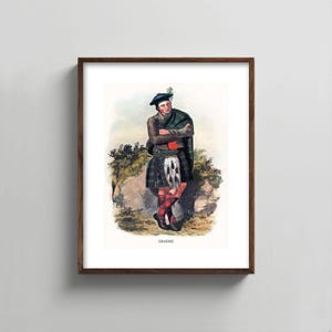 1840s Graeme Clan Art --- scottish portrait print, mens wall art, tartan kilt painting, fathers day gift