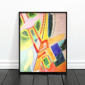 Eiffel Tower 1920s Cubist Painting french modern art, paris decor, eiffel tower print, vintage abstract wall art image 4