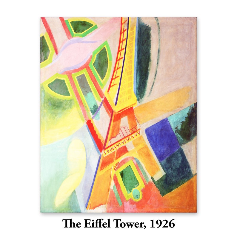 Eiffel Tower 1920s Cubist Painting french modern art, paris decor, eiffel tower print, vintage abstract wall art image 2