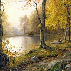 Golden Autumn Landscape | Victorian Countryside Wall Art | William Trost Richards, 1875 | Fine Art Print image 4