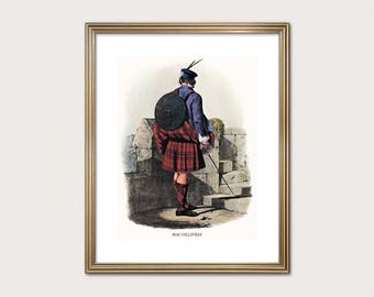MacGillivray Clan Warrior — R.R. McIan, 1845. Highland Clan Print. Scottish Tartan Art. (Museum Quality Print)