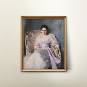 Lady Agnew 1890s John Singer Sargent Print -- feminine wall art, chic woman portrait, elegant painting, lavender ball gown