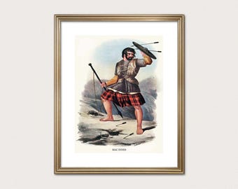 MacInnes Clan Warrior — R.R. McIan, 1845. Highland Clan Print. Scottish Tartan Art. (Museum Quality Print)