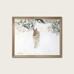 Minimalist Wildlife Painting | Winter Landscape Art | Bruno Liljefors, 1905 | Fine Art Print image 1