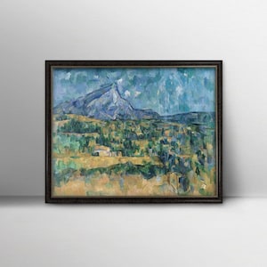 1900s Mont Saint Victoire Cezanne Print - french mountain landscape wall art, impressionist painting, blue modern home decor