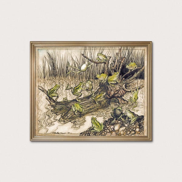 Arthur Rackham Frog Art Print – Art Nouveau Fairy Tale Illustration, Vintage Whimsical Wall Decor
