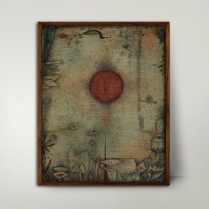 Impresión de Paul Klee de los años 30, Al borde del abismo: arte abstracto vintage, paisaje de arte moderno, arte de Klee, arte animalista, impresión abstracta oscura