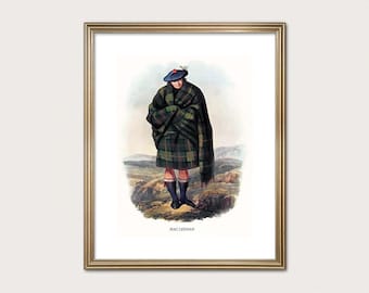 MacLennan Clan Traveler — R.R. McIan, 1845. Highland Clan Print. Scottish Tartan Art. (Museum Quality Print)