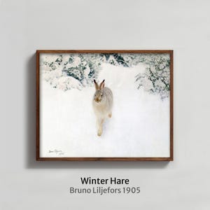 Minimalist Wildlife Painting | Winter Landscape Art | Bruno Liljefors, 1905 | Fine Art Print image 4