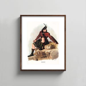 1840s MacKay Clan Art --- scottish portrait print, mens wall art, tartan kilt painting, fathers day gift