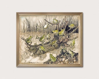 Arthur Rackham Frog Art Print – Art Nouveau Fairy Tale Illustration, Vintage Whimsical Wall Decor