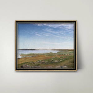 The Fjord 1900s Scandinavian Landscape Print --- marsh painting, glacier ocean print, panoramic landscape art, coastal decor