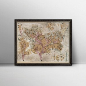 Aged Trees 1930s Paul Klee Print --- vintage abstract art, modern art landscape, klee art, cubist neutral abstract print