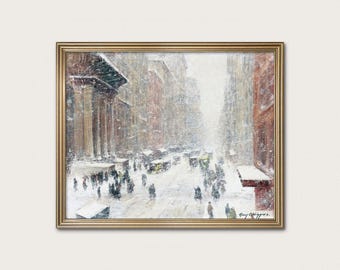 1920s Madison Avenue Print: Impressionist NYC Winter Cityscape
