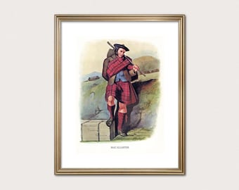 MacAllaster Clan Traveler — R.R. McIan, 1845. Highland Clan Print. Scottish Tartan Art. (Museum Quality Print)