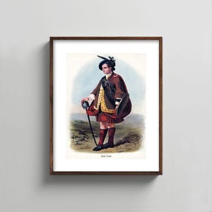 1840s MacNab Clan Art --- scottish portrait print, mens wall art, tartan kilt painting, fathers day gift