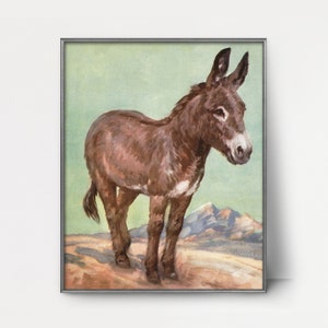 1930s Donkey Art Print --- vintage western decor vintage western art, ranch wall art, rustic burro art, antique donkey print