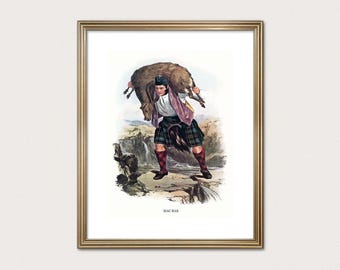 MacRae Clan Hunter — R.R. McIan, 1845. Highland Clan Print. Scottish Tartan Art. (Museum Quality Print)